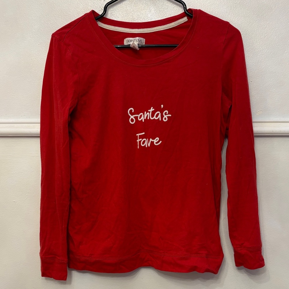 Red Women's Pajama Top - Santa's Fave